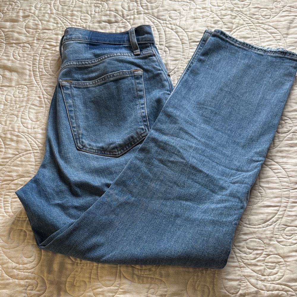Abercrombie & Fitch curve love Medium Blue High-Rise Straight Jeans